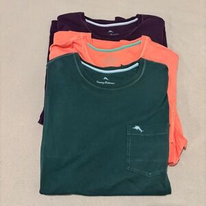 Lot of 3 Tommy Bahama Mens 1XLB Pima Cotton Pocket T Shirts Summer Colorful